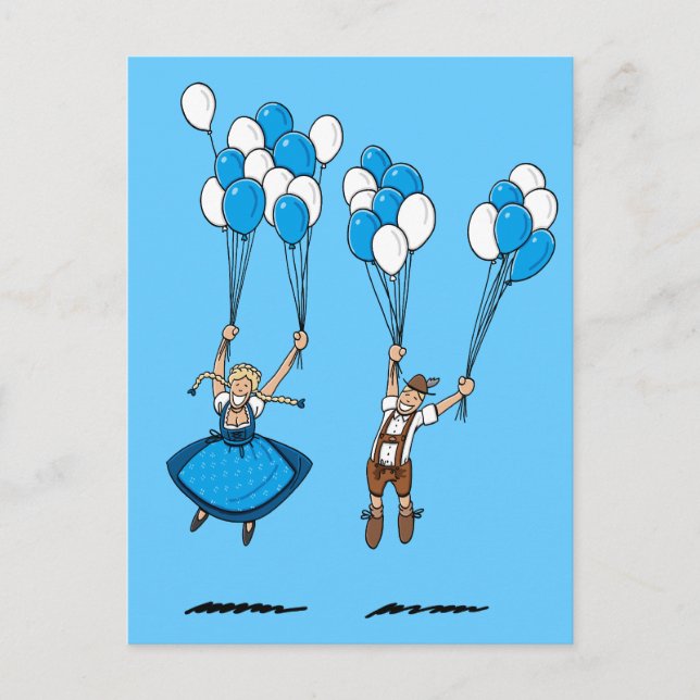 Postcard Balloons BEER FESTIVAL Couple (Front)