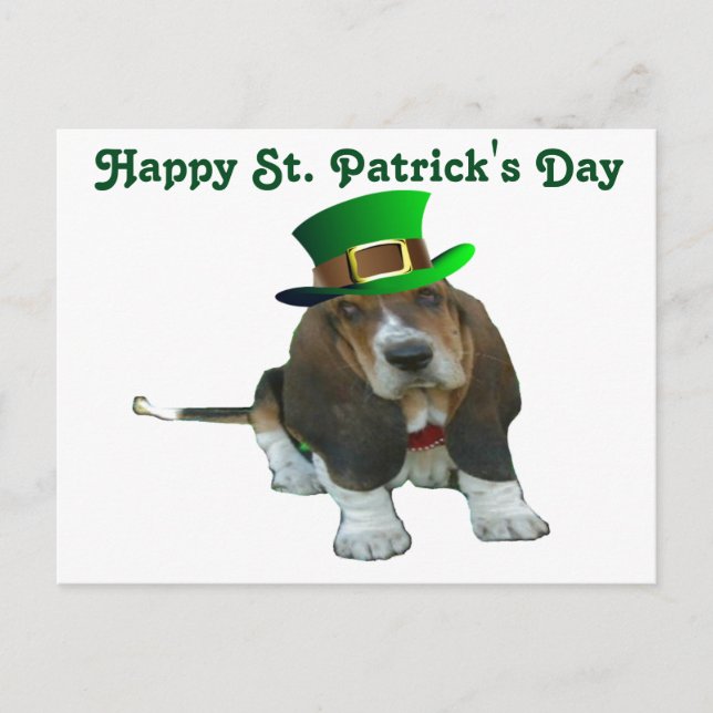 Postcard Basset Hound Happy StPatrick's Day (Front)