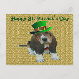 Postcard Basset Hound Happy StPatrick's Day