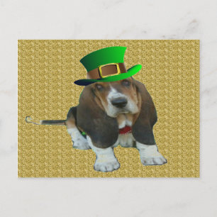 Postcard Basset Hound Happy StPatrick's Day