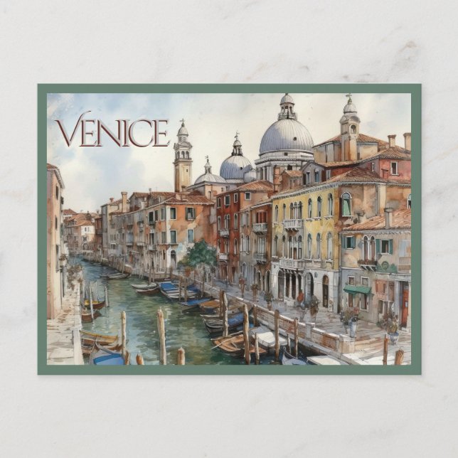 POSTCARD Beautiful Watercolor of Venice Travel (Front)