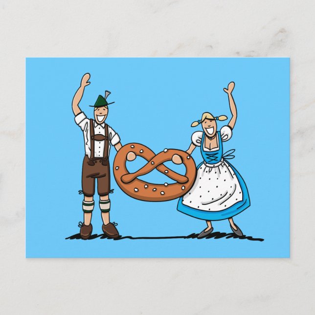 Postcard BEER FESTIVAL Couple Pretzel (Front)