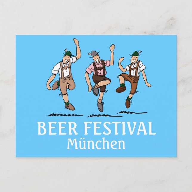 Postcard BEER FESTIVAL München Dancing Lederhosen (Front)