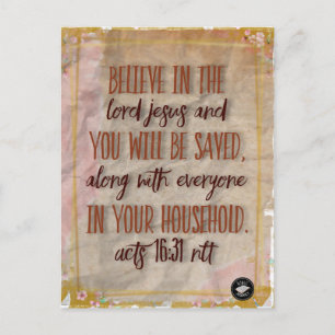 Postcard - Bible Verse Acts 16:31 NLT