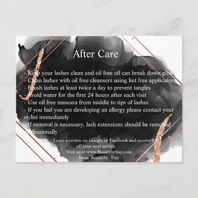 Postcard black and rose gold with pink font (Front)
