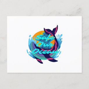 Postcard Blue Minimalist Protect Our Ocean