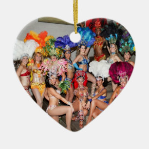 postcard brazil vegas show girls dancers Two-Tone Ceramic Ornament