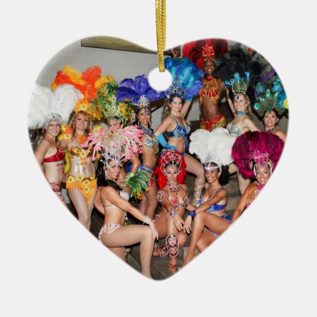 postcard brazil vegas show girls dancers Two-Tone  Ceramic Ornament (Front)