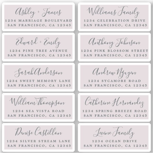 Postcard Calligraphy Wedding Guest Address Labels (Front)