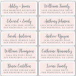 Postcard Calligraphy Wedding Guest Address Labels<br><div class="desc">Easy to personalise, names and addresses / individual wedding address label stickers for guests in a 2 x 0.8 inch size suitable for postcards! These chic, modern and stylish wedding address labels feature your wedding guest names in off-black elegant handwritten script calligraphy on a pastel pink background. Simply add your...</div>