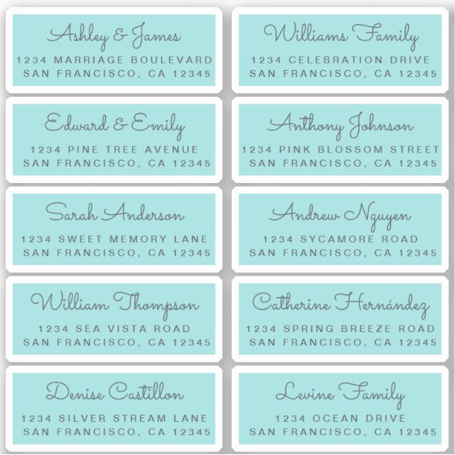 Postcard Calligraphy Wedding Guest Address Labels (Front)