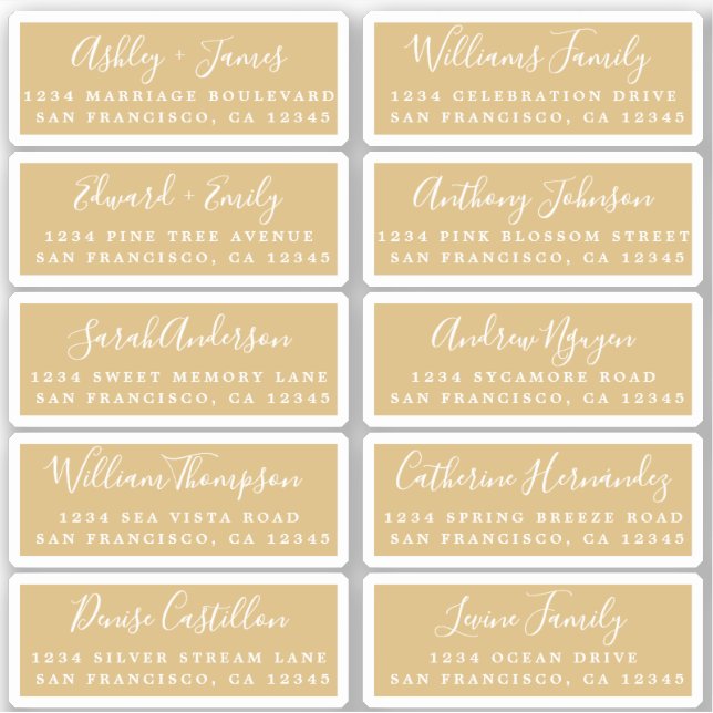 Postcard Calligraphy Wedding Guest Address Labels (Front)