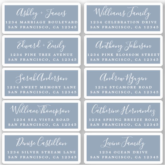 Postcard Calligraphy Wedding Guest Address Labels (Front)