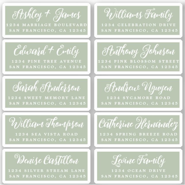Postcard Calligraphy Wedding Guest Address Labels (Front)