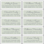 Postcard Calligraphy Wedding Guest Address Labels<br><div class="desc">Easy to personalise, names and addresses / individual wedding address label stickers for guests in a 2 x 0.8 inch size suitable for postcards! These chic, modern and simple wedding address labels feature your wedding guest names in off-black elegant handwritten script calligraphy on a pastel green background. Simply add your...</div>