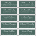 Postcard Calligraphy Wedding Guest Address Labels<br><div class="desc">Easy to personalise, names and addresses / individual wedding address label stickers for guests in a 2 x 0.8 inch size suitable for postcards! These chic, modern and stylish wedding address labels feature your wedding guest names in white elegant handwritten script calligraphy on a dark green background. Simply add your...</div>