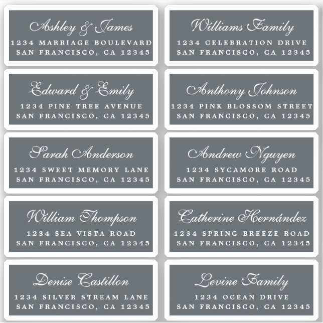 Postcard Calligraphy Wedding Guest Address Labels (Front)
