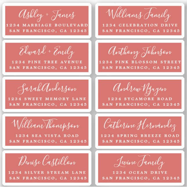 Postcard Calligraphy Wedding Guest Address Labels (Front)