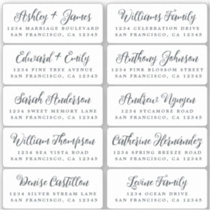 Postcard Calligraphy Wedding Guest Address Labels