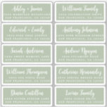 Postcard Calligraphy Wedding Guest Address Labels<br><div class="desc">Easy to personalise, names and addresses / individual wedding address label stickers for guests in a 2 x 0.8 inch size suitable for postcards! These chic, modern and stylish wedding address labels feature your wedding guest names in white elegant handwritten script calligraphy on a laurel green background. Simply add your...</div>