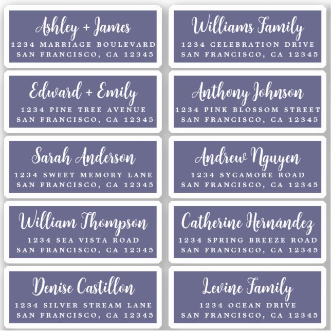 Postcard Calligraphy Wedding Guest Address Labels (Front)