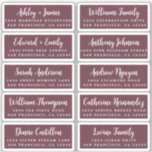 Postcard Calligraphy Wedding Guest Address Labels<br><div class="desc">Easy to personalise, names and addresses / individual wedding address label stickers for guests in a 2 x 0.8 inch size suitable for postcards! These chic, modern and stylish wedding address labels feature your wedding guest names in white elegant handwritten script calligraphy on a burgundy background. Simply add your individual...</div>