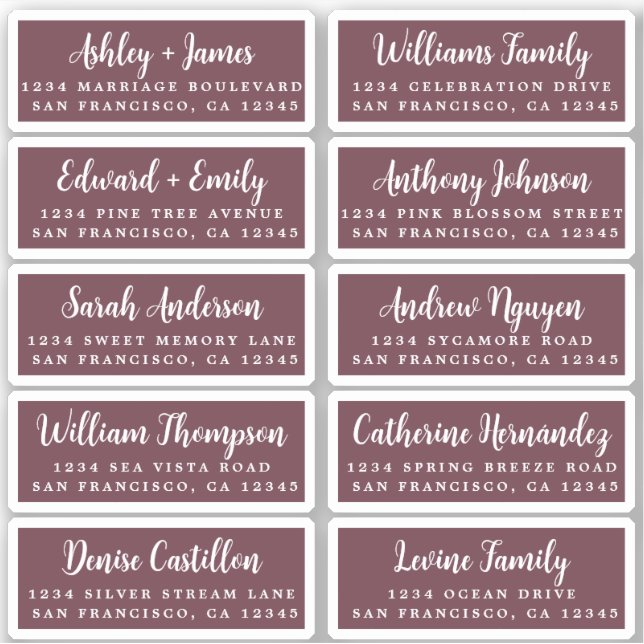Postcard Calligraphy Wedding Guest Address Labels (Front)