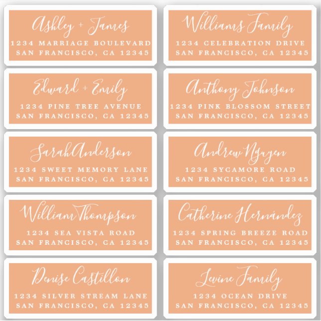 Postcard Calligraphy Wedding Guest Address Labels (Front)