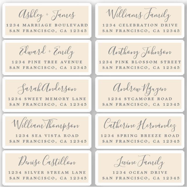 Postcard Calligraphy Wedding Guest Address Labels (Front)