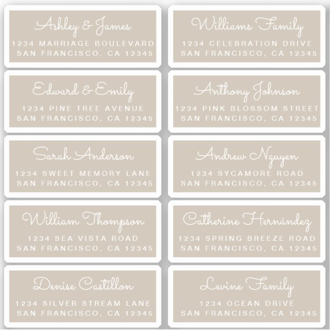 Postcard Calligraphy Wedding Guest Address Labels (Front)