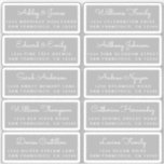 Postcard Calligraphy Wedding Guest Address Labels<br><div class="desc">Easy to personalise, names and addresses / individual wedding address label stickers for guests in a 2 x 0.8 inch size suitable for postcards! These chic, modern and stylish wedding address labels feature your wedding guest names in white elegant handwritten script calligraphy on a grey background. Simply add your individual...</div>