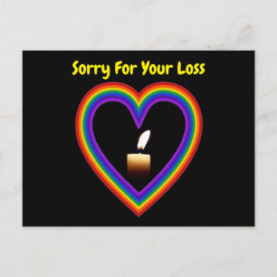 Postcard Candle Rainbow Heart Sorry For Your Loss