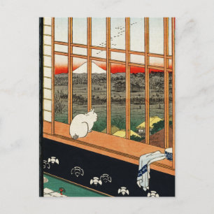 Postcard: Cat on Window by Hiroshige 歌川広重 Postcard
