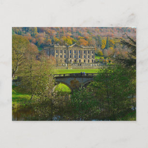 Postcard Chatsworth House and Bridge, England