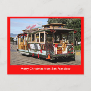 Postcard, Christmas Cable Car, San Francisco Holiday Postcard