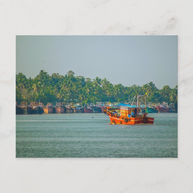 Postcard  - Colourful Fishing Trawler, Kerala (Front)