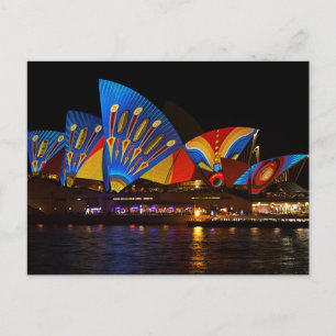 Postcard Colourful Sydney Opera House at Night Aus