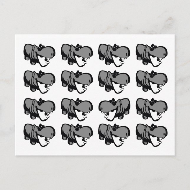 Postcard - Cool Summertime Hippo - Nilpferd 4 (Front)
