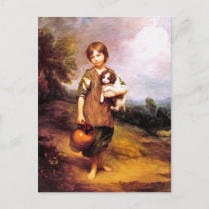 Postcard: Cottage Girl with Dog and Pitcher Postcard