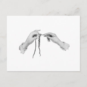 Postcard crocheting hands vintage