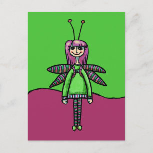 Postcard, Cute Dragonfly Girl Postcard