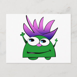 Postcard, Cute Little Green Monster Cartoon Postcard