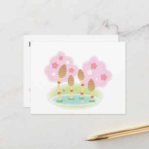 Postcard Cute Pink Flowers Pond