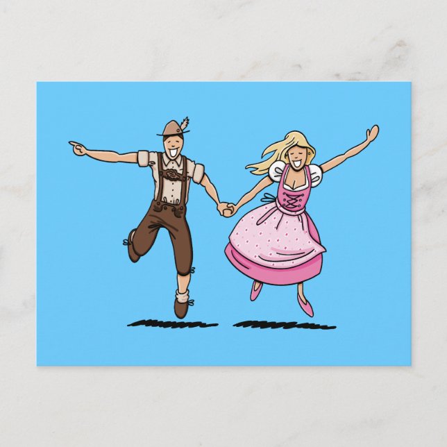 Postcard Dancing Bavarian BEER FESTIVAL Couple (Front)