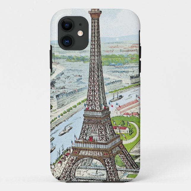 Postcard depicting the Eiffel Tower Case-Mate iPhone Case (Back)