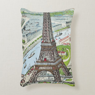 Postcard depicting the Eiffel Tower Decorative Cushion