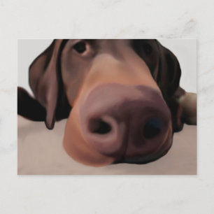 Postcard Dog Big Nose Painted