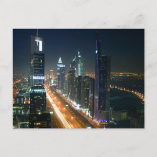 Postcard Dubai Night Skyline, Saudi Arabia