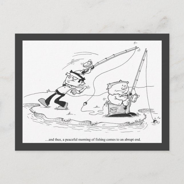 Postcard - Fishing Cartoon - Abrupt End (Front)