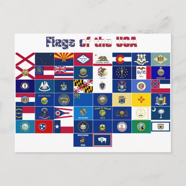 Postcard "Flags of the USA" (Front)